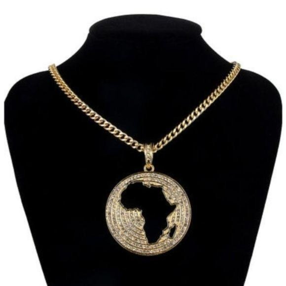 Men's Gold Plated Map Of Africa Cut Out - Picture 2 of 6